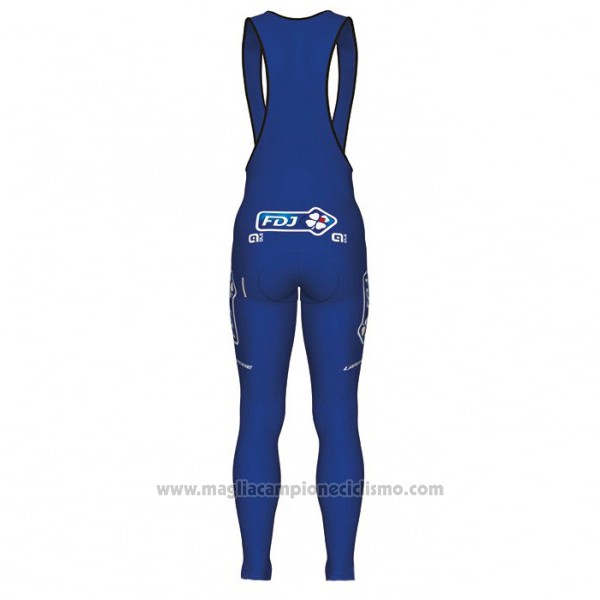 2017 Abbigliamento Ciclismo FDJ Blu e Bianco Manica Lunga e Salopette